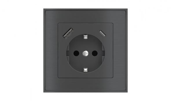 Square socket point (55x55 mm module) - Schuko USB