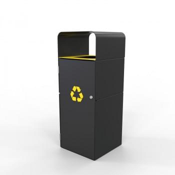 Prague Bin 80L Covered Top - Black - Recycling from Astra Street Furniture