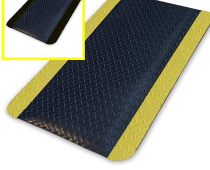 Anti-Fatigue Mat Diamond Plate Sponge 900mm X 1500mm - Black OR Yellow Border
