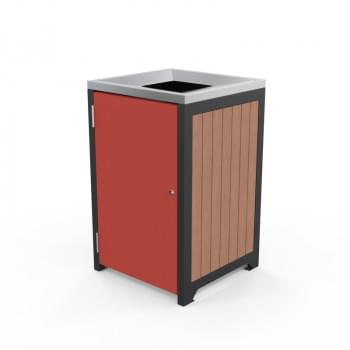 Athens Bin Enclosures - Enviroslat Walnut Base and Black Frame Stainless Steel Open Top from Astra Street Furniture