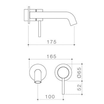 Liano II 175mm Wall Basin / Bath Trim Kit (2 X Round Cover Plates) - Lead Free - 96348C6AF from Caroma