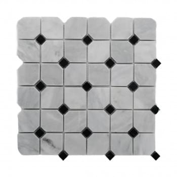 Imperial White Marble Octagon Honed Mosaic