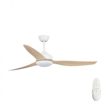 Fanco Eco Style DC Ceiling Fan with LED Light – White with Beechwood Blades 60?