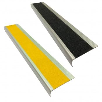 Aluminium Stair Nosing - Carborundum Super Anti Slip Insert - Yellow OR Black - 75mmx30mm - Sold Per Metre from Safety Xpress