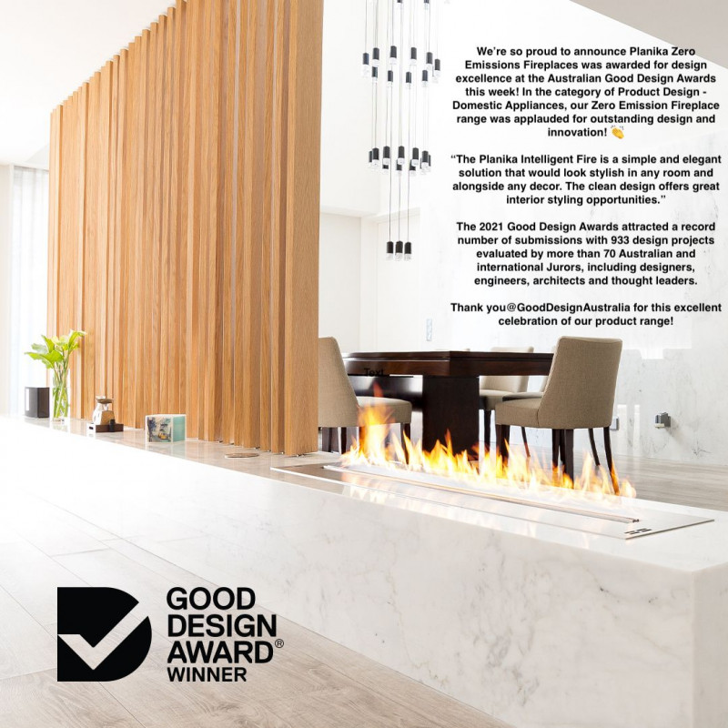 Planika Zero Emission Specialist Heating & Fireplaces wins 2021 Good Design Award Australia